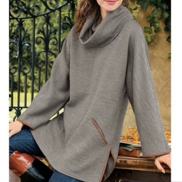 Soft Surroundings Cotswold wool cowl turtle funnel neck pullover tunic M medium - Picture 1 of 8